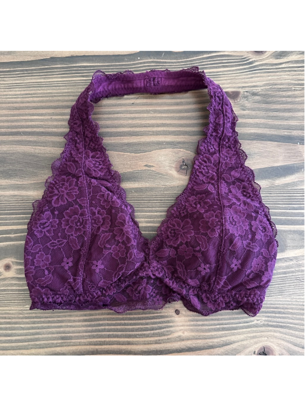 Gilly Hicks Lace Halter Bralette XS Purple Floral Hollister